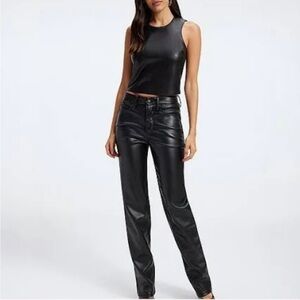 Good American icon faux leather textured pants